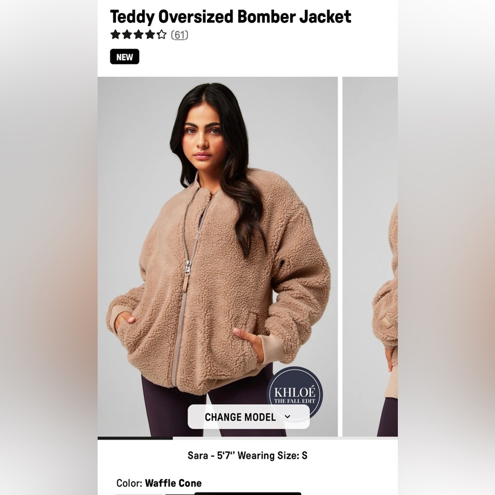 Fabletics Teddy Oversized Bomber Jacket